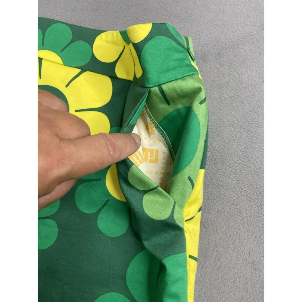 Loudmouth Skort Women 10‎ Green Flower Power Retro Pickleball Golf Active Skirt